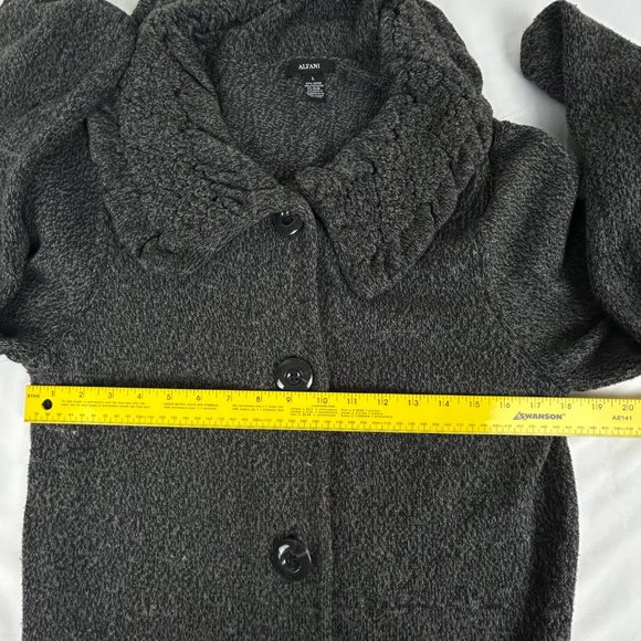Alfani Cardigan Sweater Coat Women L Gray Knit Long Button Pockets Collared Cozy - Picture 9 of 14